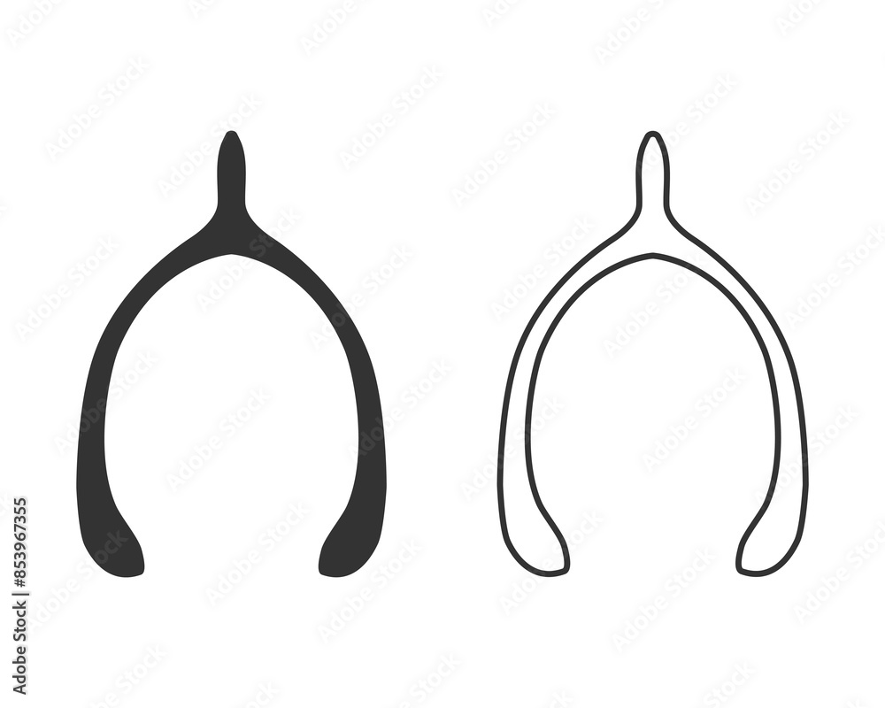 Lucky furcula wishbone or merrythought flat vector icon for apps and websites line icon Lucky furcula wishbone or merrythought flat vector icon for apps and websites line icon