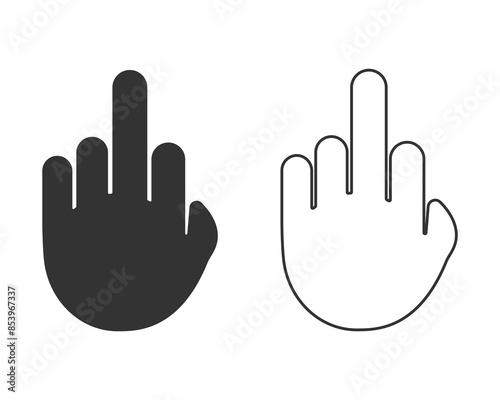 Fuck You Hand Gesture. Flat Vector line Icon illustration. Simple black symbol on white background. Fuck You Hand Gesture sign design template