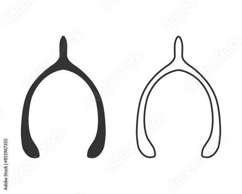 Lucky furcula wishbone or merrythought flat vector icon for apps and websites line icon