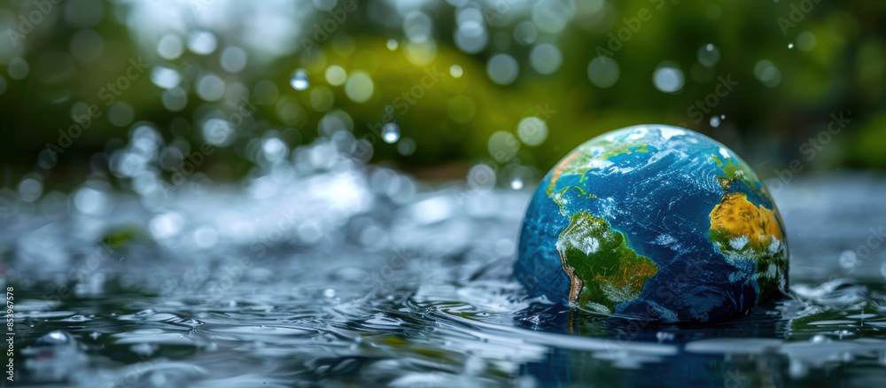 Earth globe on the water Earth globe on the water