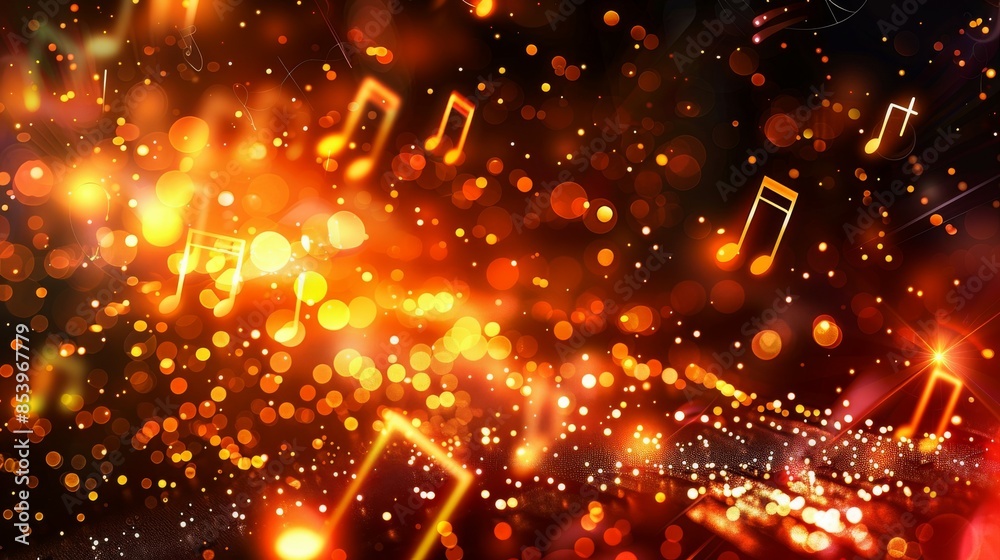 Fototapeta premium Music Notes in a Festive Glow