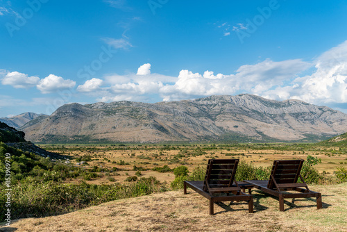 beach chairs overlooking the valley