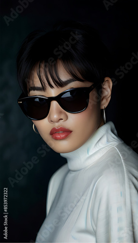 Woman Asian Punk Rock 1980s Sunglasses New Wave Fashion Cosmetics Beauty