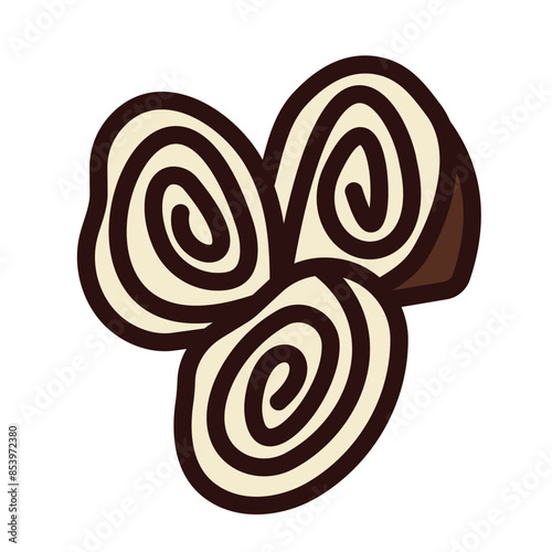 Kue kering kuping gajah indonesian snack food colored icon illustration isolated on square white background. Simple flat cartoon art styled drawing.
