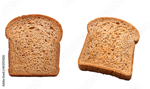 slice of bread on isolated background,Close-up of Whole Grain Bread Slices photo