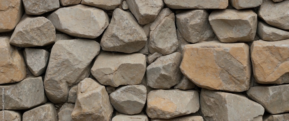 Fototapeta premium old roughly laid stone wall. rough rock pattern. Rock backdrop or background. Generative AI.