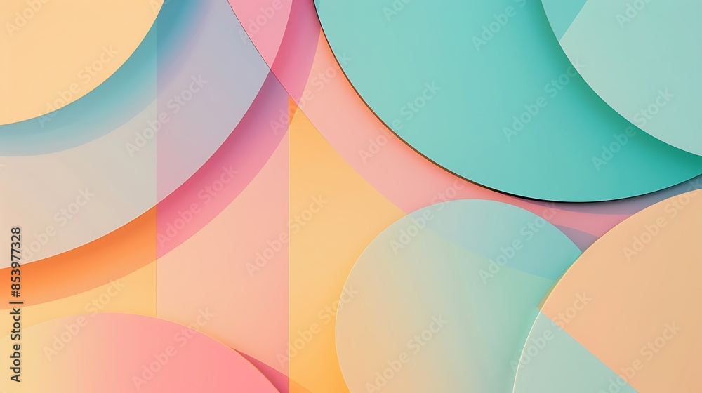 Abstract Colorful Geometric Pattern with Overlapping Circles and Semi-Circles Abstract Colorful Geometric Pattern with Overlapping Circles and Semi-Circles