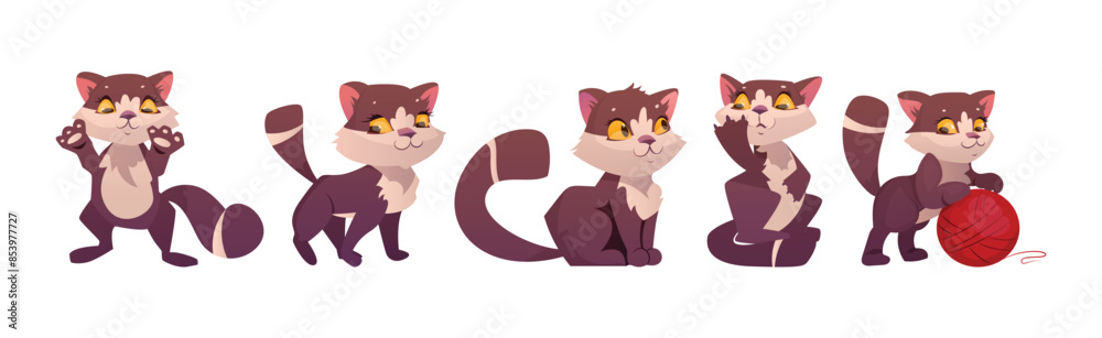 Obraz premium Funny Cat with Cute Snout as Domestic Pet Vector Set