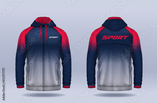 Hoodie shirts template. Jacket Design, Track Sportswear, front and back view.	