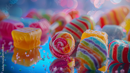 sweet candies on colored backgroumd, candy background, sweet candy banner, colorful candy on a background