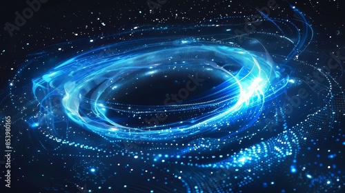 Blue Light Abstract Ring in Dark Space