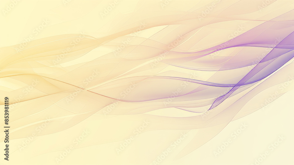 Abstract flowing lines in soft pale yellow and purple tones. Design for wallpaper, poster, and banner. Abstract flowing lines in soft pale yellow and purple tones. Design for wallpaper, poster, and banner.
