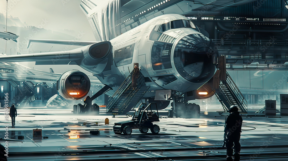 : Preflight preparation ircraft utilizing modern technology and AI automated systems in action no human involvement precise details immersive atmosphere clear focus. : Preflight preparation ircraft utilizing modern technology and AI automated systems in action no human involvement precise details immersive atmosphere clear focus.