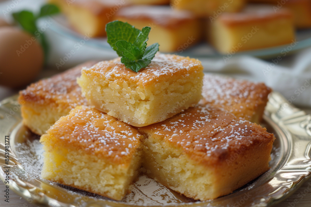 Middle eastern semolina cake basbousa. namoora, hareesa dessert. Turkish dessert.