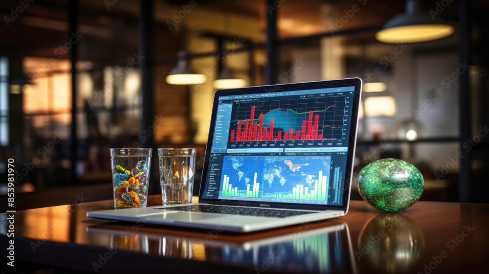 generated illustration stock market investment trading graph and chart on desktop monitor screen generated illustration stock market investment trading graph and chart on desktop monitor screen