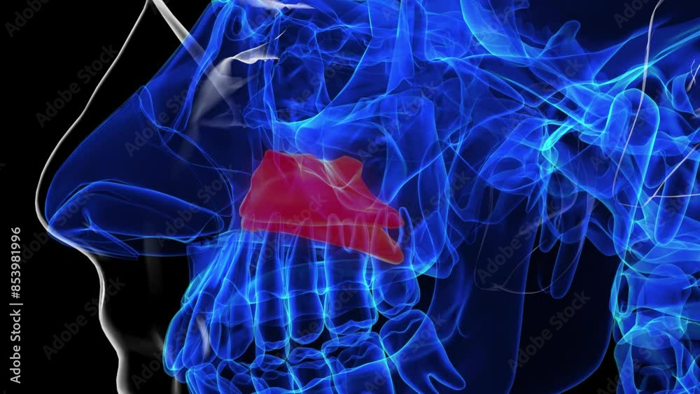 Human skeleton inferior nasal concha anatomy 3D rendering