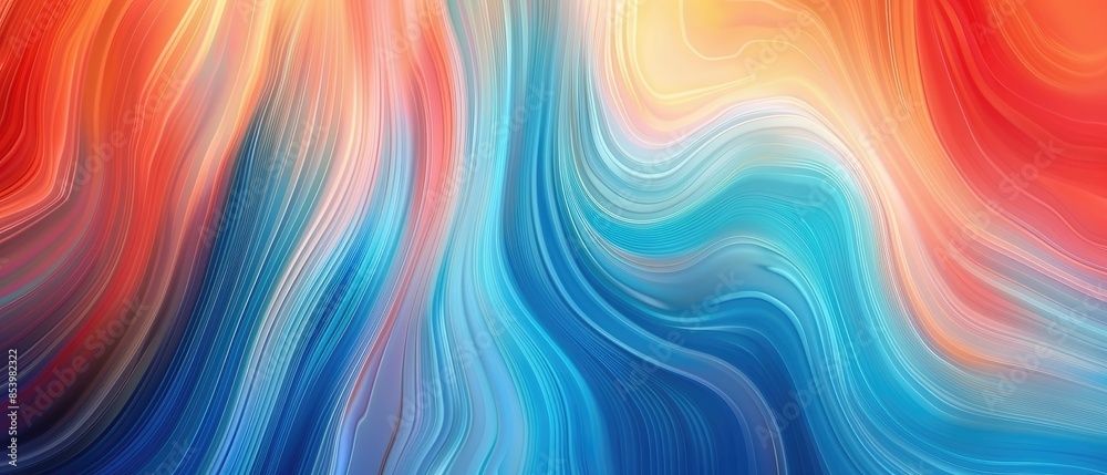 Obraz premium Vibrant abstract background with fluid color waves in red, blue, and orange tones, perfect for creative and artistic projects.