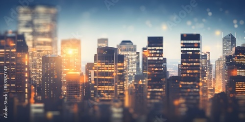 Wallpaper Mural Closeup city skyline at dusk illuminated buildings vibrant nightlife dynamic views. Concept Cityscape Photography, Dusk Skyline, Illuminated Buildings, Nightlife Scenes, Dynamic Views Torontodigital.ca