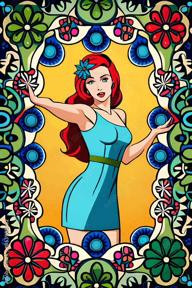 A series of backgrounds featuring women's portraits in 70s modern style. Depicting strong women in floral frames. Perfect for adding text and creating unique designs. A series of backgrounds featuring women's portraits in 70s modern style. Depicting strong women in floral frames. Perfect for adding text and creating unique designs.