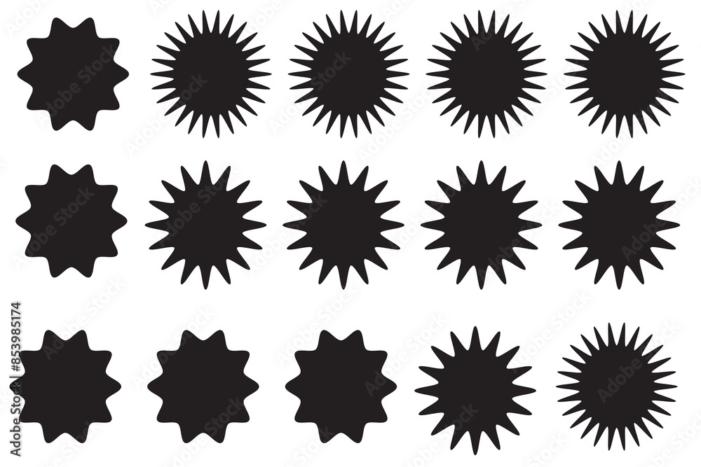 Shine stars shape icons, sparkling, geometric shapes symbols. Glow shiny icons for party or greeting cards. Vector illustration Shine stars shape icons, sparkling, geometric shapes symbols. Glow shiny icons for party or greeting cards. Vector illustration