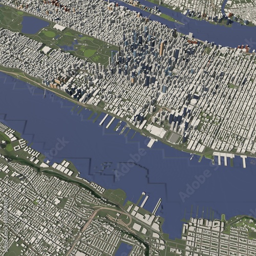 Canvas Print 3D illustration of city and urban in New York USA