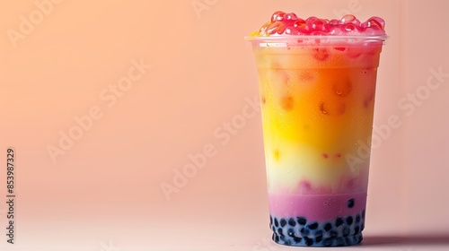 Wallpaper Mural Vibrant Bubble Tea Delight: Photorealistic Milk Tea Cup with Tapioca Pearls Torontodigital.ca