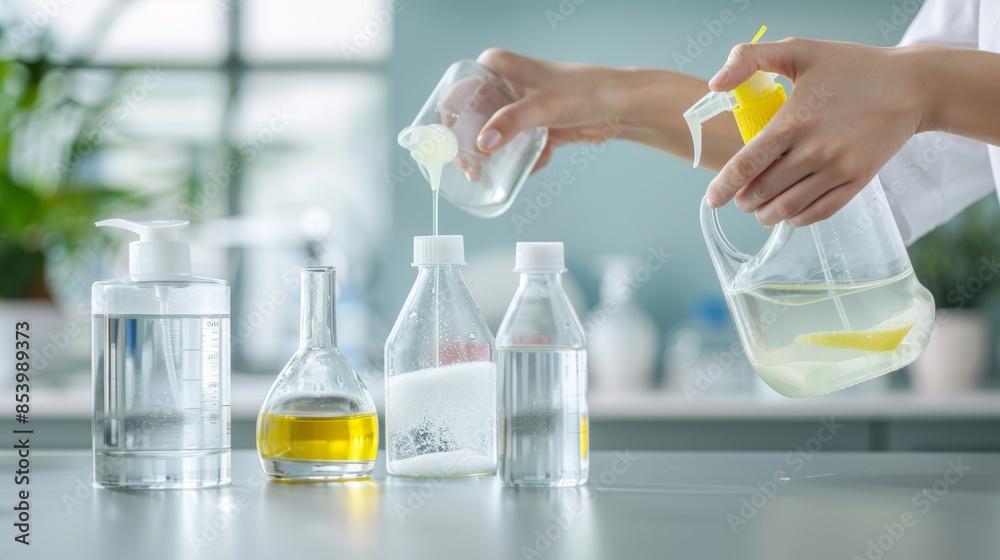 Hands mixing ingredients and molding bath bombs in a kitchen or crafting space. Hands mixing ingredients and molding bath bombs in a kitchen or crafting space.