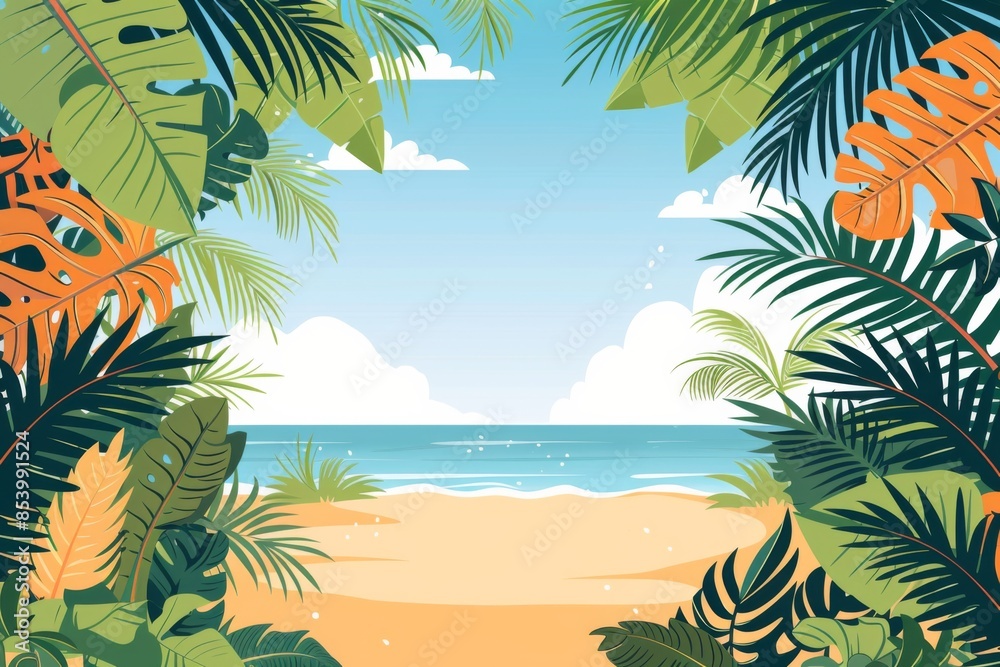 Fototapeta premium Summer Background illustration created with Generative AI