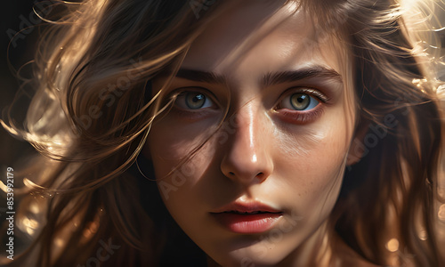 Expressive eyes of a young woman close-up-11