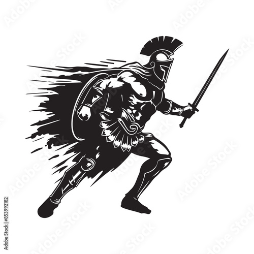 Spartan Soldier, sword Attack image vector isolated on white background