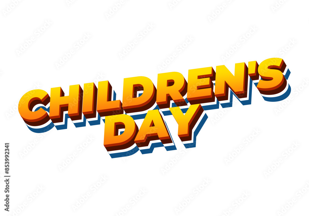 Children day. Text effect in good colors with 3D style Children day. Text effect in good colors with 3D style