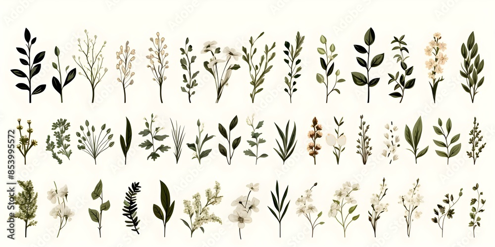 Floral logo elements borders dividers frames corners branches handdrawn wedding herbs. Concept Floral Elements, Logo Design, Handdrawn, Wedding, Borders Floral logo elements borders dividers frames corners branches handdrawn wedding herbs. Concept Floral Elements, Logo Design, Handdrawn, Wedding, Borders