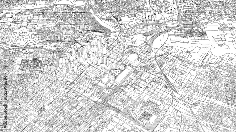 3D illustration of city and urban in Houston USA 3D illustration of city and urban in Houston USA