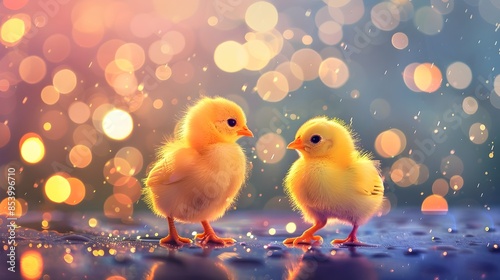 Fluffy Yellow Chick Surroun...
