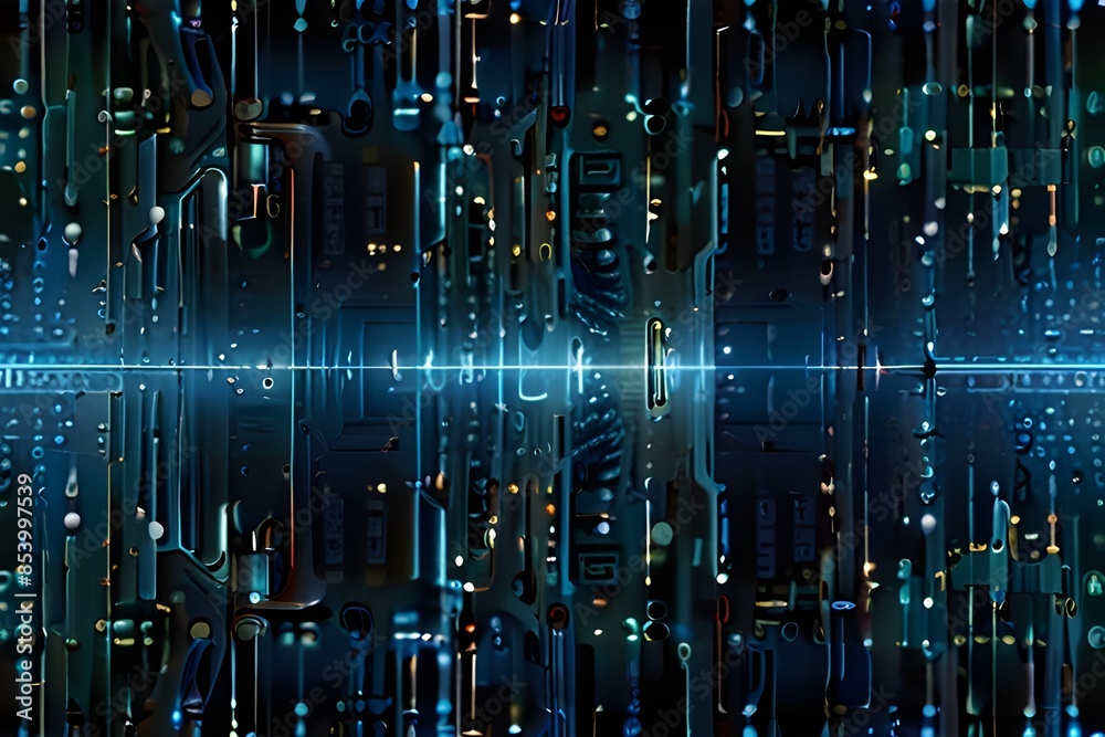 Quantum computer technologies concept. Futuristic blue circuit board ...