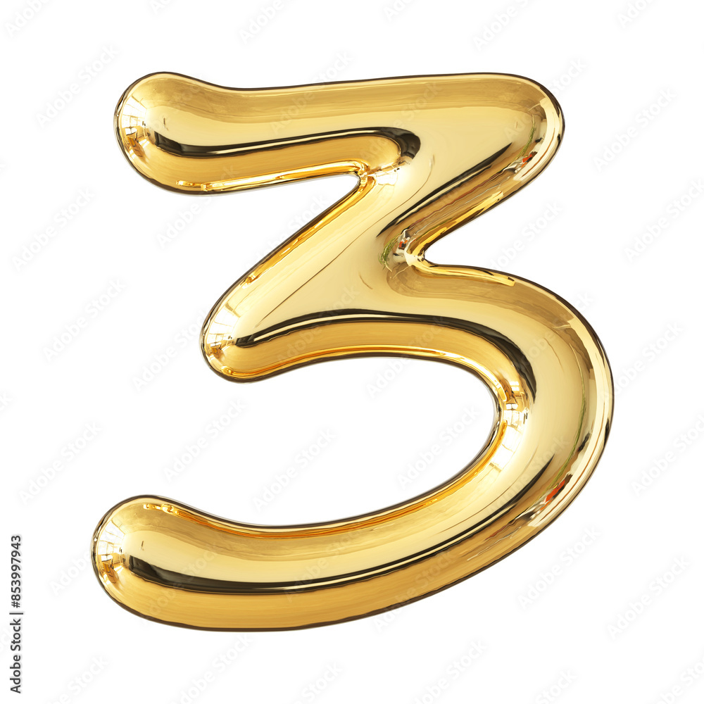 Gold 3D Number 3 Gold 3D Number 3