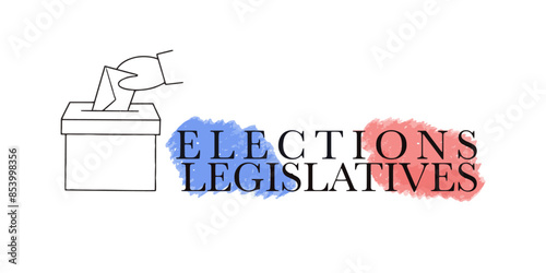 Vector text Elections legislative with voting box icon 