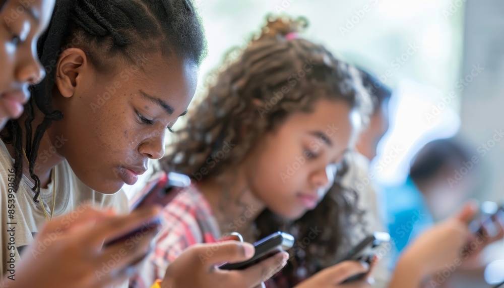 Engaged Diverse Students Utilize Smartphones Classroom Engaged Diverse Students Utilize Smartphones Classroom