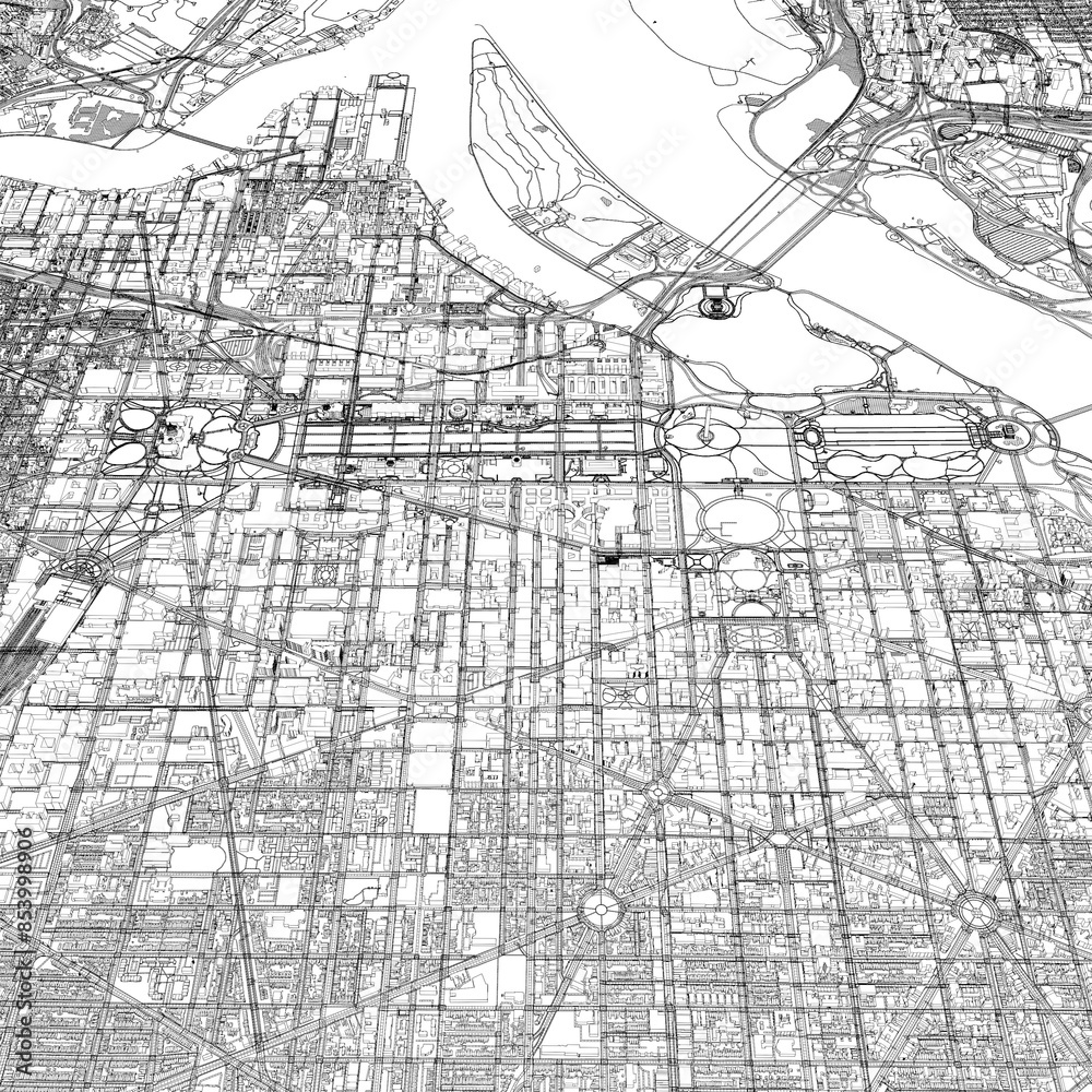 Naklejka premium 3D illustration of city and urban in Washington DC USA
