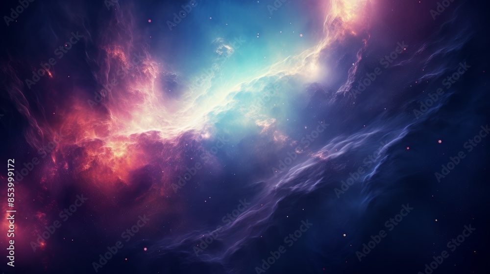 Naklejka premium galaxy far, far away, its swirling nebulas and countless stars hinting at the vastness of the universe.