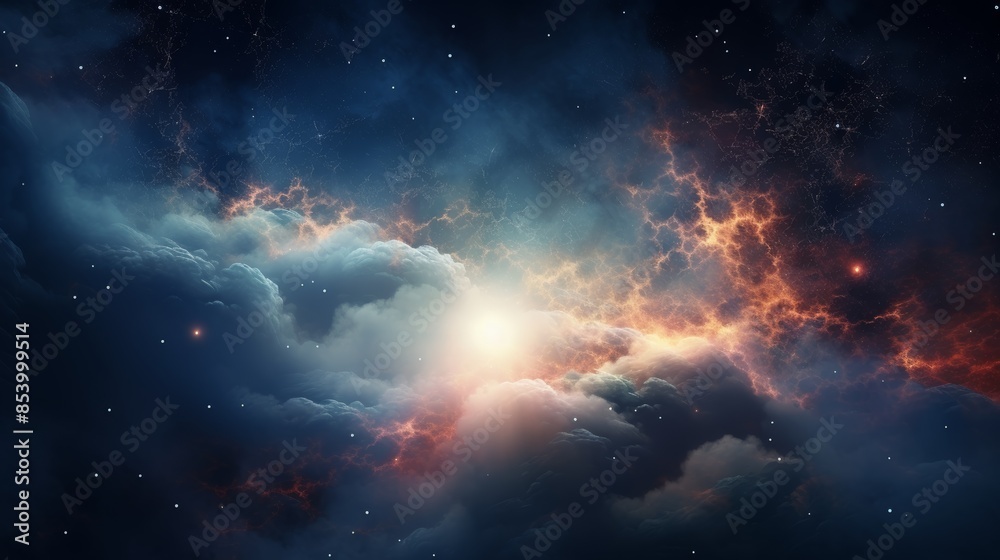 Obraz premium galaxy far, far away, its swirling nebulas and countless stars hinting at the vastness of the universe.