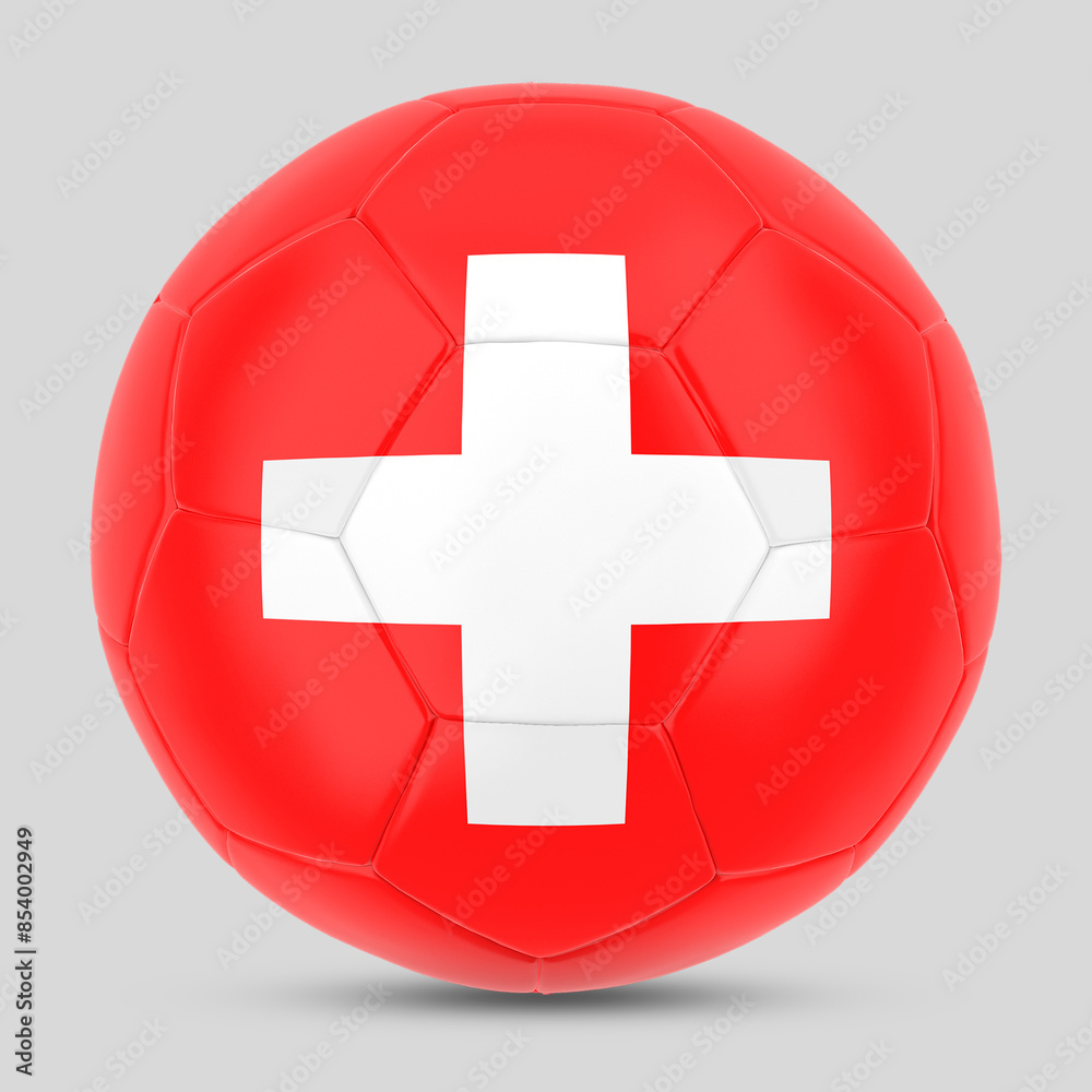 Obraz premium football ball with the national flag of Switzerland and soccer team on the white background