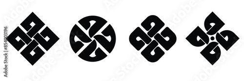 set of black and white Celtic knot vector illustration symbols