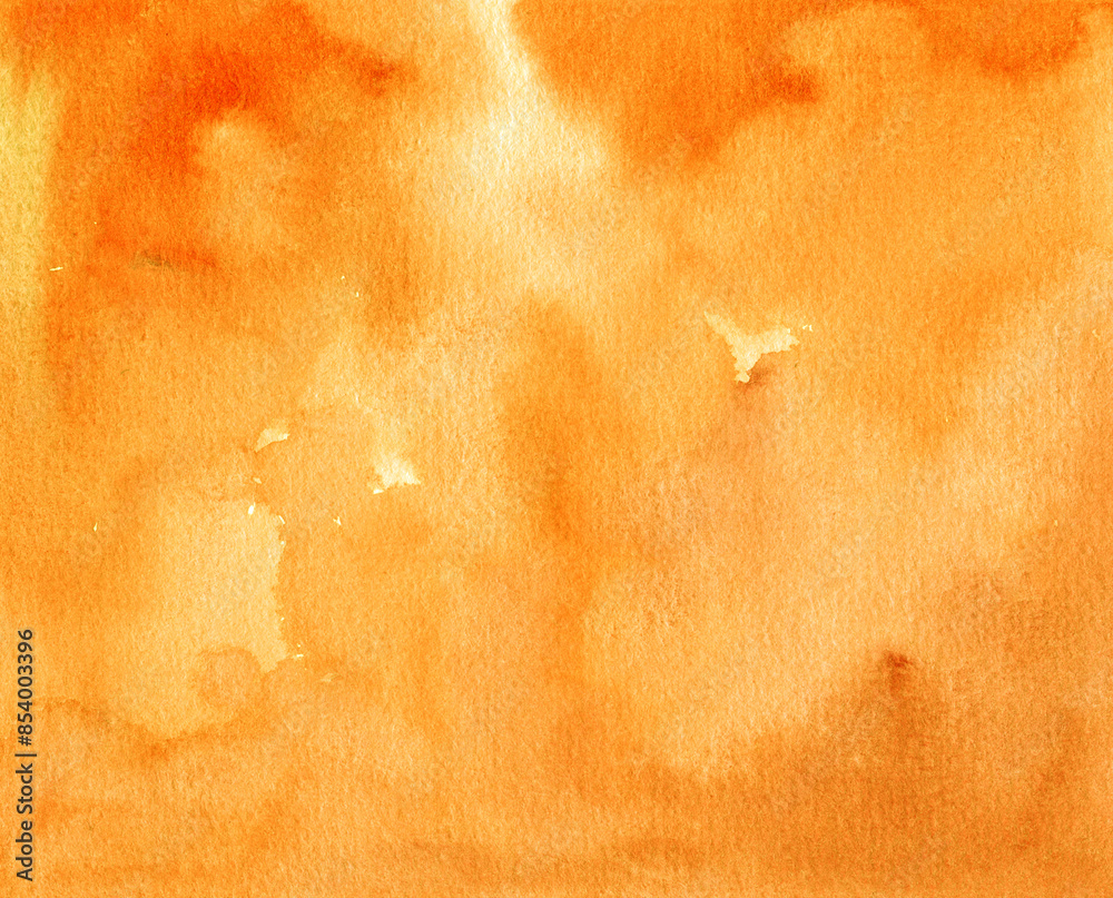 Naklejka premium Yellow - orange abstract watercolor wash. Hand painted textured background
