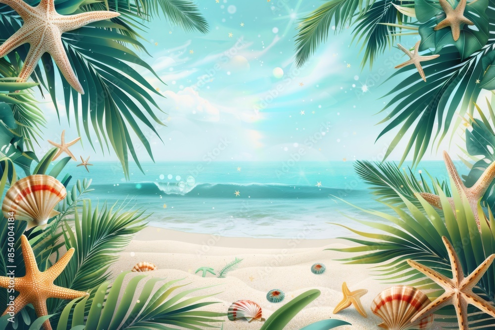 Fototapeta premium Summer Background illustration created with Generative AI