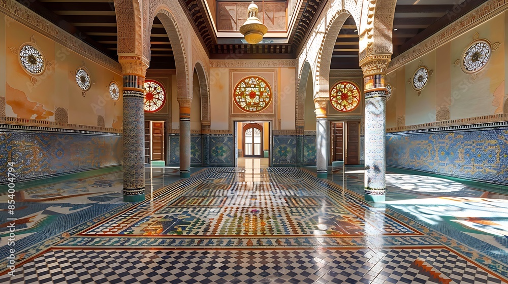 Obraz premium Ornate Moroccan Interior with Geometric Tilework