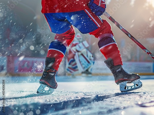 Wallpaper Mural Close-up of an ice hockey player in action, showcasing the dynamic motion and intense atmosphere of a professional hockey game. Torontodigital.ca