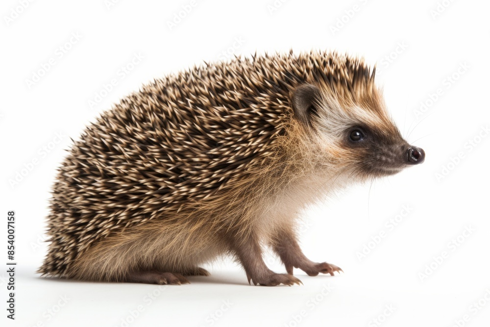 Close-up of a four-toed hedgehog on white background, perfect for pet, wildlife, and educational content