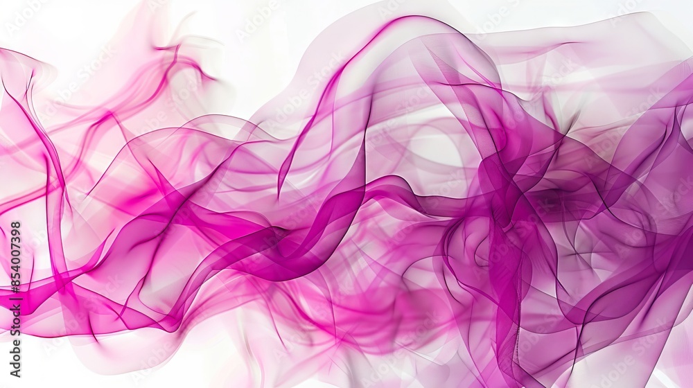 A purple smoke is shown in front of a white background. A purple smoke is shown in front of a white background.