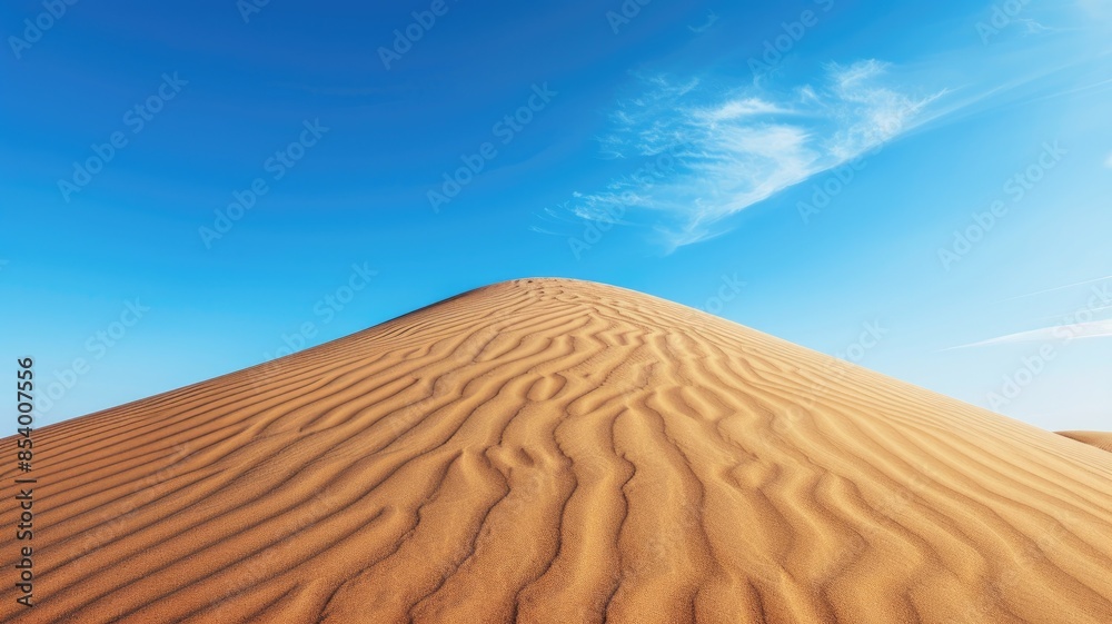 Desert dune with sand patterns under clear blue sky Desert dune with sand patterns under clear blue sky